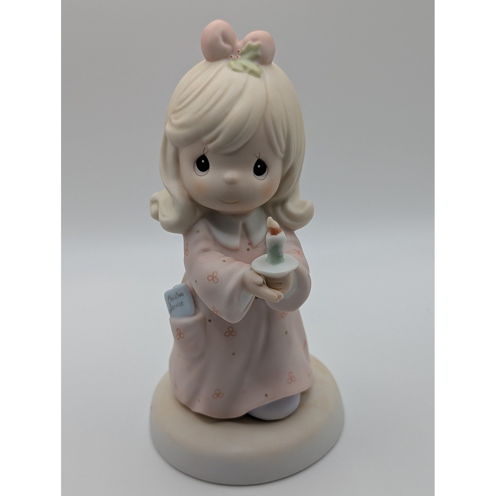 Precious Moments Sharing the Light of Love Figurine Girl with Candle Christmas
